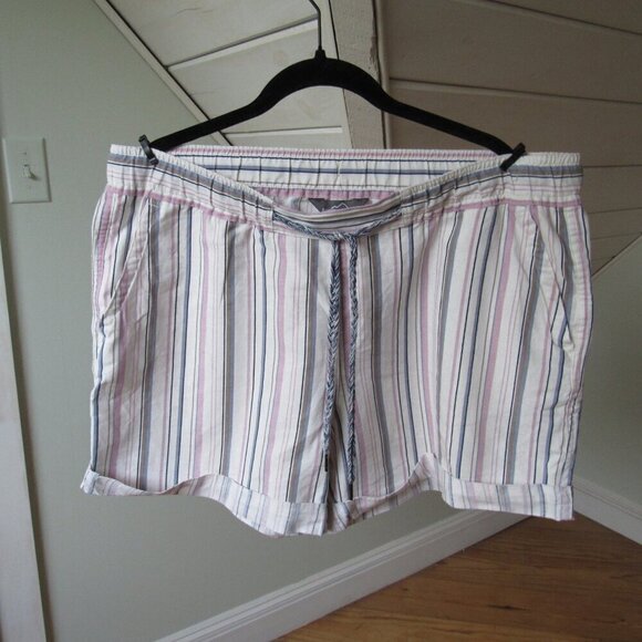 EDDIE BAUER SHORTS WOMENS STRIPED LINEN BLEND CUFFED LOUNGE BAGGY XL - Picture 13 of 13